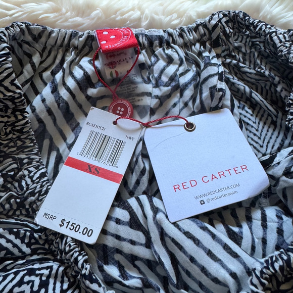 Red Carter Azteca Off-Shoulder Swim Coverup in Black/White - Picture 6 of 6